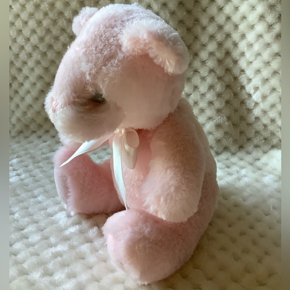 FIRST & MAIN Pink Pastel Pal Plush Bear Rattle Stuffed Animal Embroidered Eyes - Picture 2 of 14